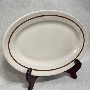 Jackson China Restaurant Ware Oval Platter Jac Tan Brown Stripe 9 x 12 Inch